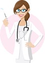 Female doctor is hold a syringe Royalty Free Stock Photo