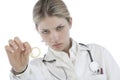 Female Doctor holding condoms Royalty Free Stock Photo