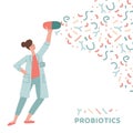 Female doctor holding probiotics capsule. Concept probiotic, dysbacteriosis, intestinal microflora, microbiome