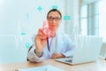 Female Doctor is Holding Stethoscope for Heart Model Check Up in Laboratory, Close Up of Scientist Practitioner Analyzing Health Royalty Free Stock Photo