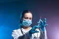 Female doctor is holding vaccine against Royalty Free Stock Photo