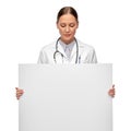 female doctor holding white board Royalty Free Stock Photo