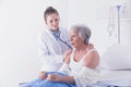 Female doctor listening to a patients lungs