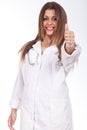 Female doctor making ok sign