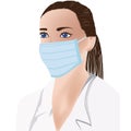 Female doctor with medical mask on face