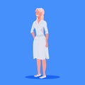 Female doctor nurse blonde woman medical clinic worker in white uniform professional occupation concept cartoon Royalty Free Stock Photo