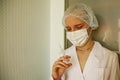 Female Doctor Or Nurse In Mask Holding Syringe Royalty Free Stock Photo