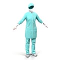 Female doctor or nurse uniform isolated on white 3D Illustration Royalty Free Stock Photo