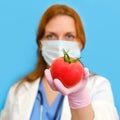 Female doctor offers a natural diet of ripe vegetables