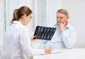 Female doctor with old man looking at x-ray Royalty Free Stock Photo