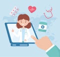 Female doctor online diagnostics and prescriptions support