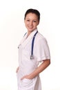 Female doctor over white Royalty Free Stock Photo