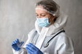 Female doctor in personal protective equipment PPE from COVID-19 coronavirus Royalty Free Stock Photo