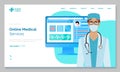 Female doctor with phonendoscope. Advertising of application about providing medical services online Royalty Free Stock Photo