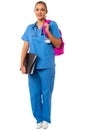 Female doctor posing with backbag Royalty Free Stock Photo