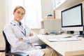 Female Doctor Posing at Desk Royalty Free Stock Photo