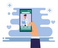 Female doctor professional in smartphone ehealth