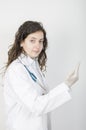 Female doctor putting latex gloves. Royalty Free Stock Photo