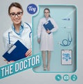 The female doctor realistic doll Royalty Free Stock Photo