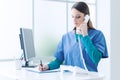 Female doctor at the reception desk Royalty Free Stock Photo