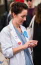 Female doctor at the Save Our NHS protest demonstration - London.