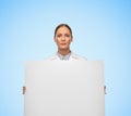 female doctor or scientist holding white board Royalty Free Stock Photo