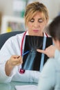 Female doctor showing x-ray at hospital Royalty Free Stock Photo