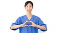 Female doctor shows heart symbol with hands Royalty Free Stock Photo