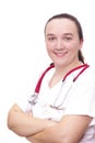 Female doctor smiling with arms crossed Royalty Free Stock Photo