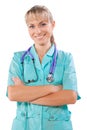 A female doctor smiling arms crossed isolated Royalty Free Stock Photo