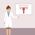 female doctor is speeking about endometriosis womens health anatomy info graphic Royalty Free Stock Photo