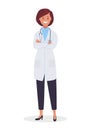 A female doctor with a stethoscope in a uniform. Vector illustration