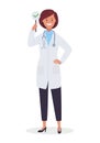 A female doctor with a stethoscope in a uniform. Vector illustration