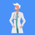 Female doctor with stethoscope woman medical clinic worker in uniform professional occupation concept cartoon character Royalty Free Stock Photo