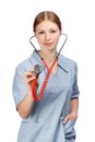 Female doctor with stethoscope Royalty Free Stock Photo