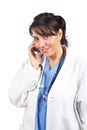 Female doctor talking with phone Royalty Free Stock Photo