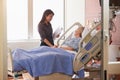 Female Doctor Talks To Senior Female Patient In Hospital Bed Royalty Free Stock Photo