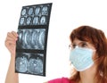 Female doctor with tomogram Royalty Free Stock Photo