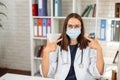 Female doctor wearing mask on her face Royalty Free Stock Photo