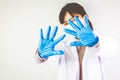 Female doctor wearing mask for protect pm2.5 Royalty Free Stock Photo