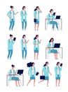 Female doctor. Woman medical worker health manager good specialist healthcare hospital person vector characters