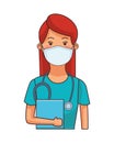 Female doctor worker profession using face mask