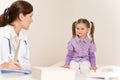 Female doctor write prescription for child