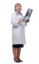 Female doctor with an x-ray . isolated on a white