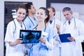 Female doctors checking x ray reports Royalty Free Stock Photo