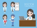 Female doctors in various gestures in uniform