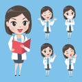 Female doctors in various gestures in uniform