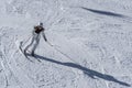 Female downhill skier in piste Austria