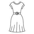 Female dress with belt icon, outline style