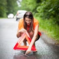 Female driver after her car has broken down Royalty Free Stock Photo